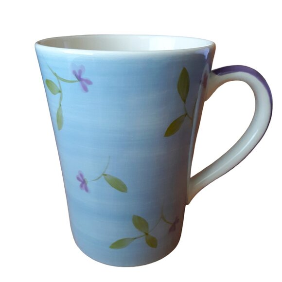 Pier 1 Set Of Two Vintage Cups Mugs Purple Floral - Picture 6 of 9